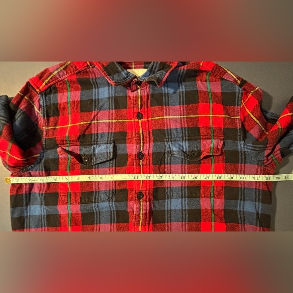 Red and Blue Plaid Flannel Shirt Sz L Grunge  SKU 23 - Picture 4 of 7